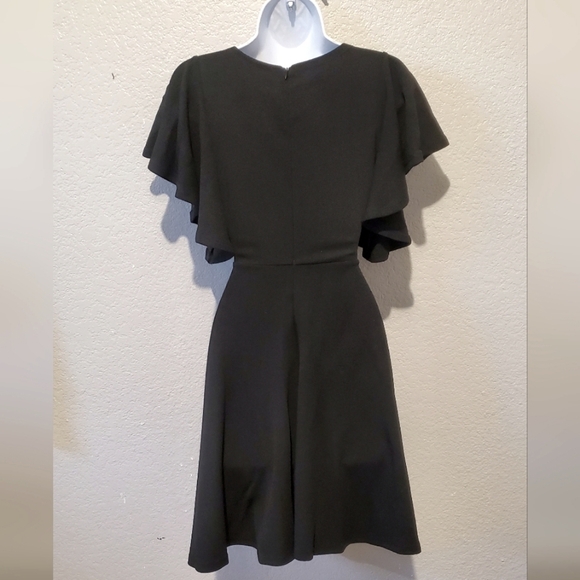 H&M Elegant Black Ruffled Sleeve Fit & Flare Dress Size XS - Picture 5 of 6
